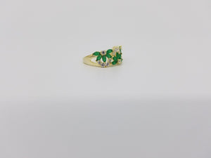 Womens Green Emerald and Cubic Zirconia Gold Covered Ring