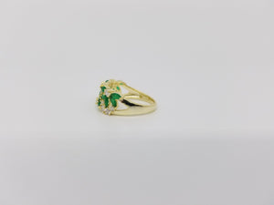 Womens Green Emerald and Cubic Zirconia Gold Covered Ring