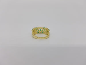 Womens Green Emerald and Cubic Zirconia Gold Covered Ring