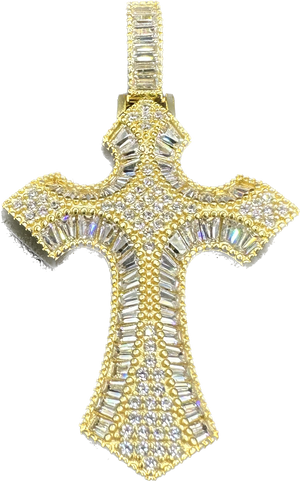 yellow silver cross pendant with Burgett stones