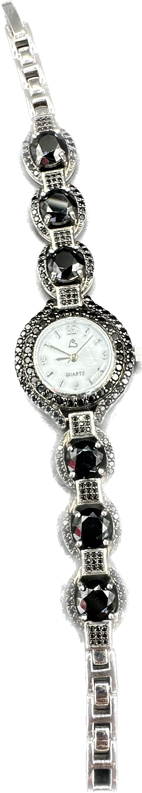 Quartz black stone woman watch