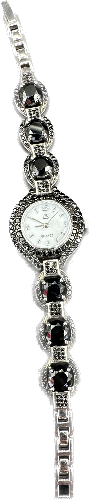 Quartz black stone woman watch