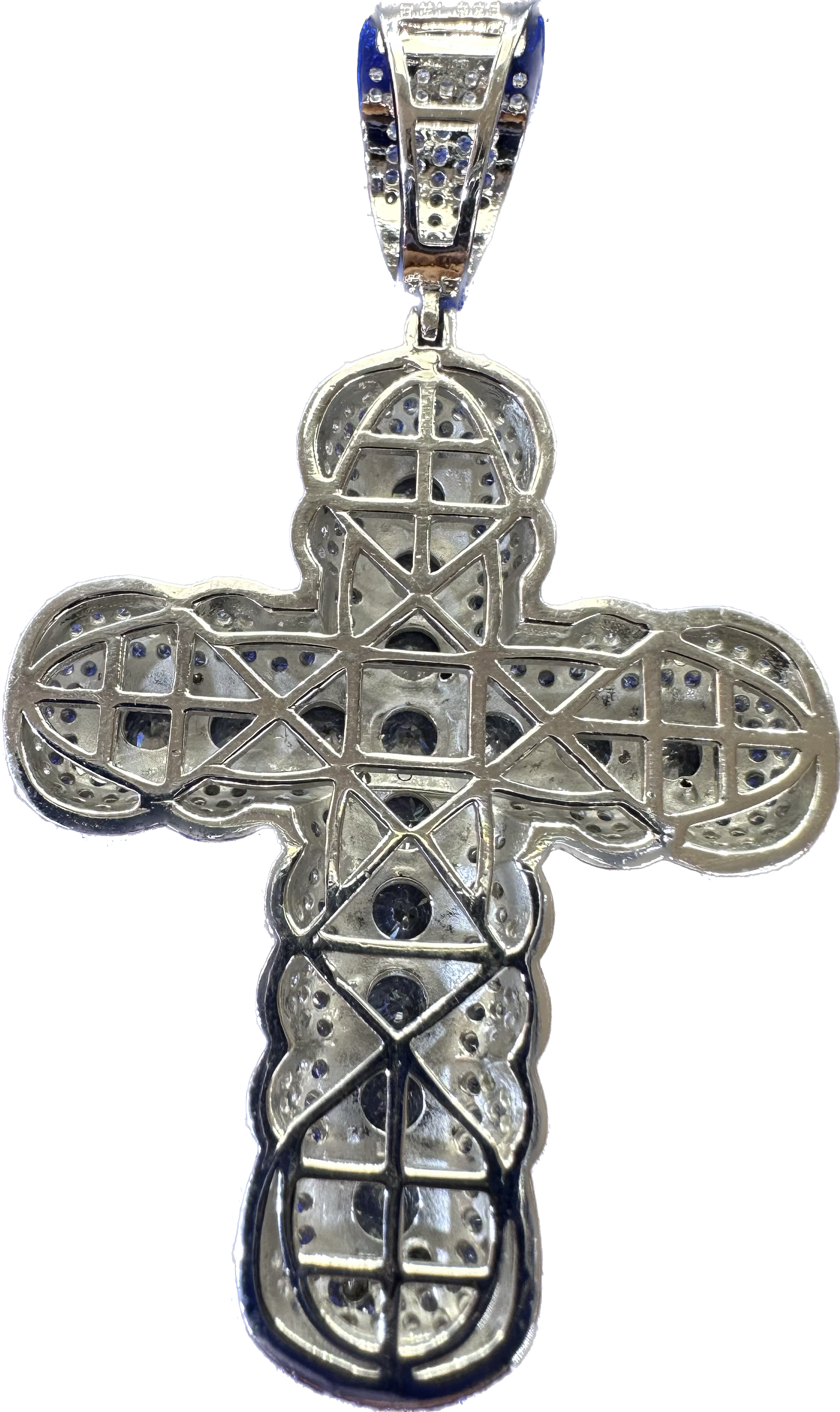 Silver iced out cross pendant