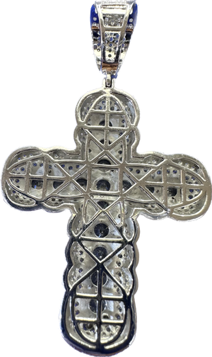 Silver iced out cross pendant