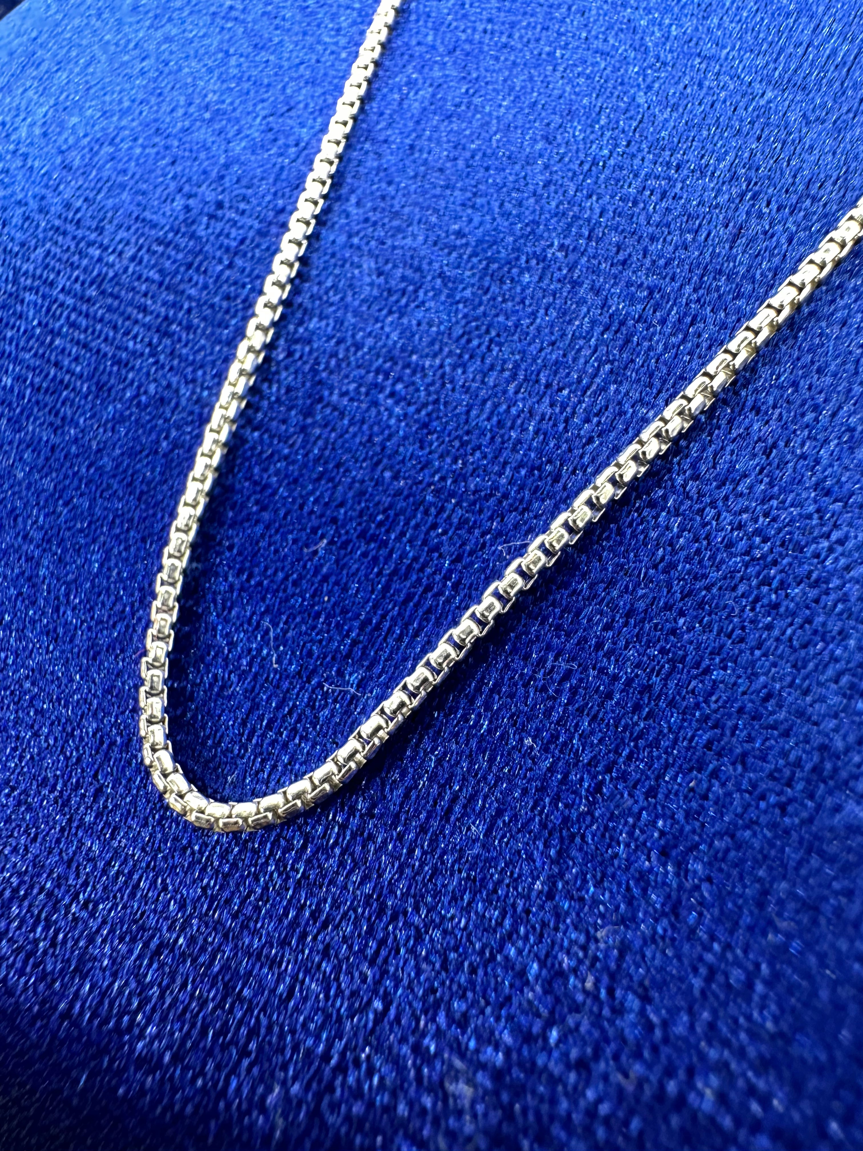 Classic and Timeless 1mm Square Rolo Link Round Box Chain in Silver