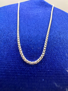 Classic and Timeless 1mm Square Rolo Link Round Box Chain in Silver