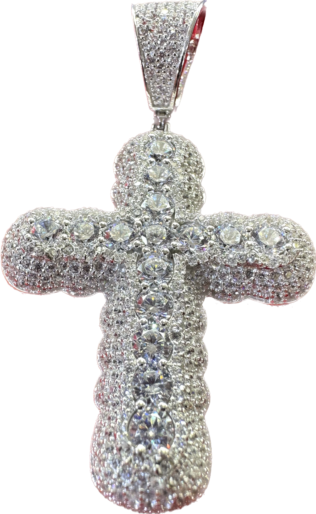 Silver iced out cross pendant