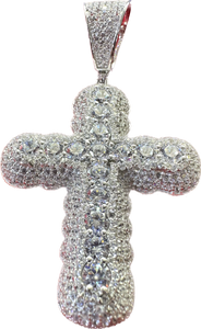 Silver iced out cross pendant