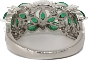 Womens Green Emerald and Cubic Zirconia Silver Ring