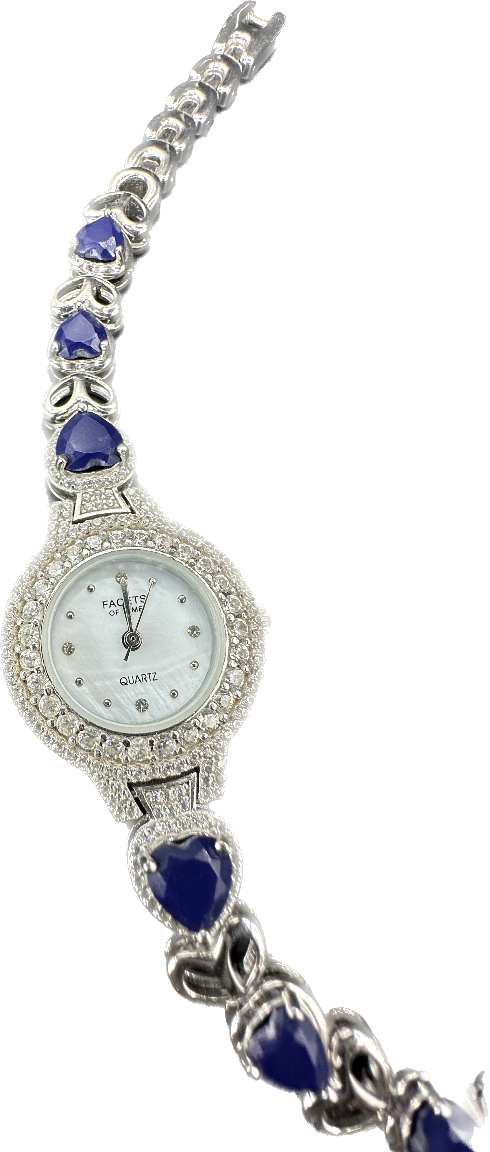 Quartz blue/white stones watch