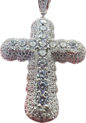 Silver iced out cross pendant