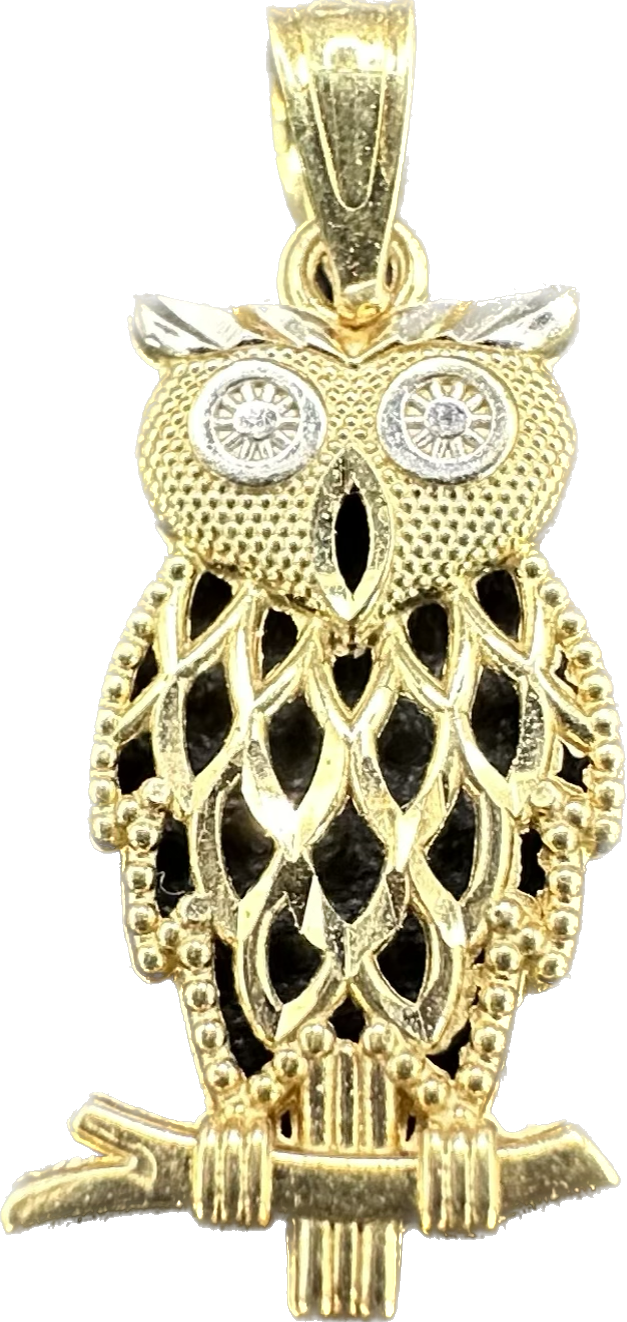 White gold 2025 owl pendant