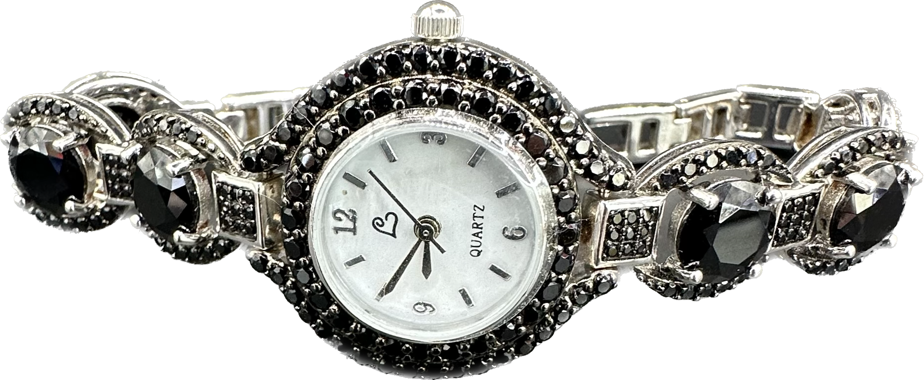 Quartz black stone woman watch