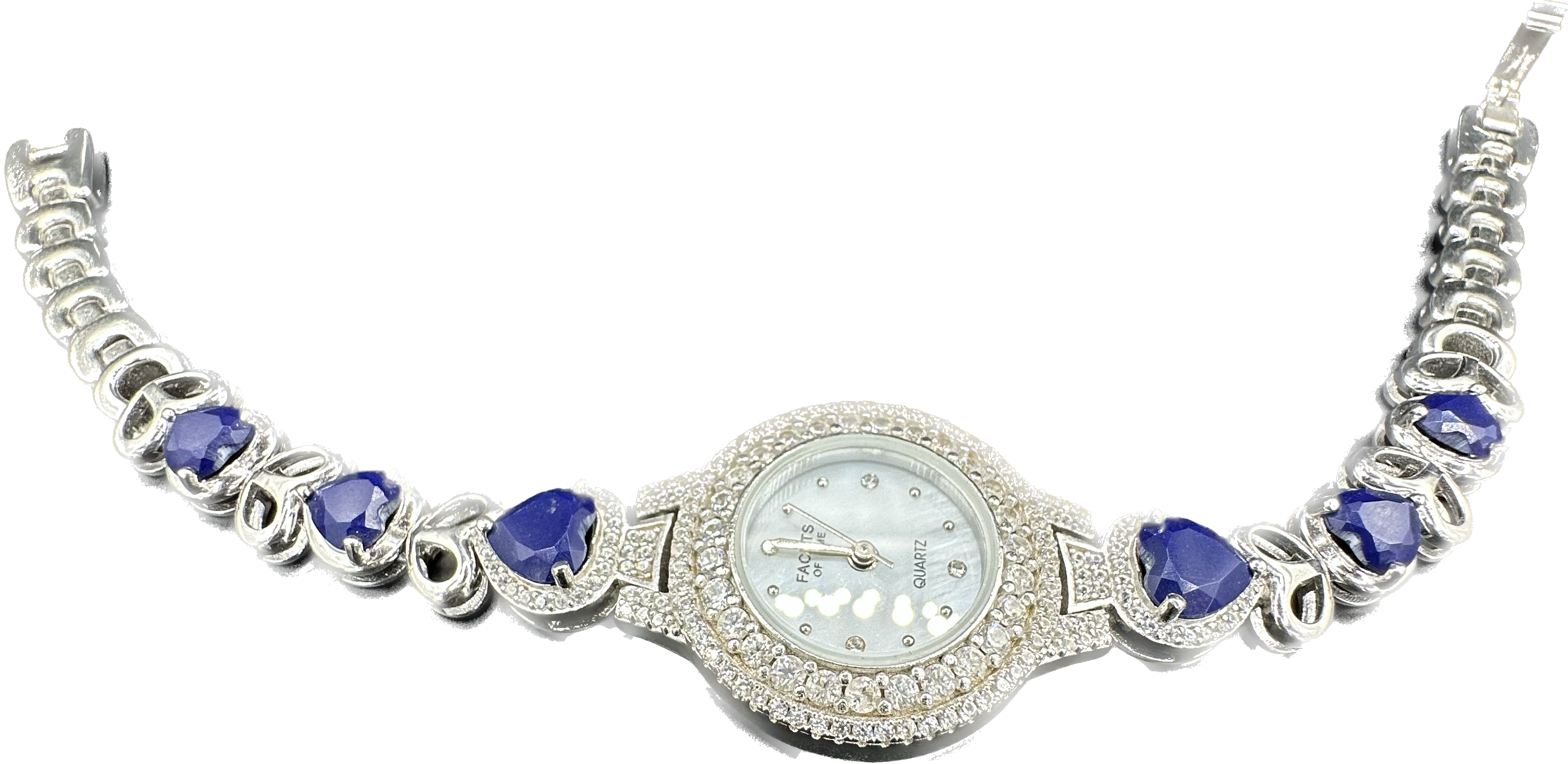 Quartz blue/white stones watch