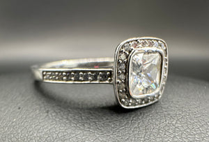 Timeless Elegance: White Silver Ring with White Pass and Big Topaz Stone for Women